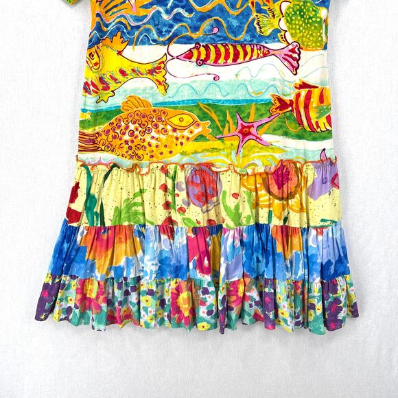 JAMS WORLD Hattie V Neck Dress Medium Creatures of the Sea Hawaiian Fish Vintage - Picture 5 of 12
